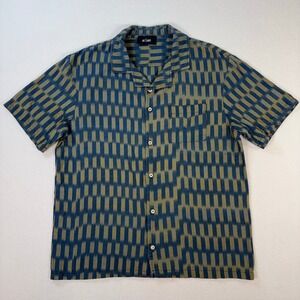 erEvan Shirt Men's L Green Japanese Fabric Geometric Pocket‎ Made In France